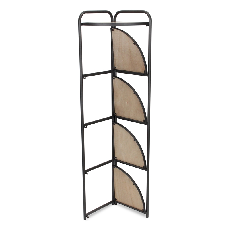 Pemberly Row 5-Tier Foldable Wood and Metal Corner Shelf