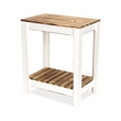 Pemberly Row Brown and White Wooden Side Table with Storage