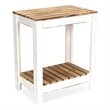 Pemberly Row Brown and White Wooden Side Table with Storage