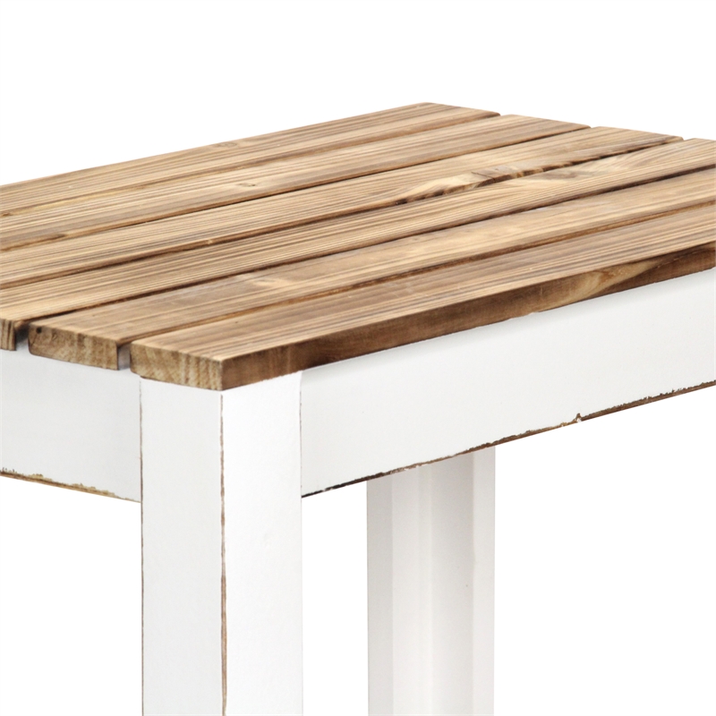 Pemberly Row Brown and White Wooden Side Table with Storage