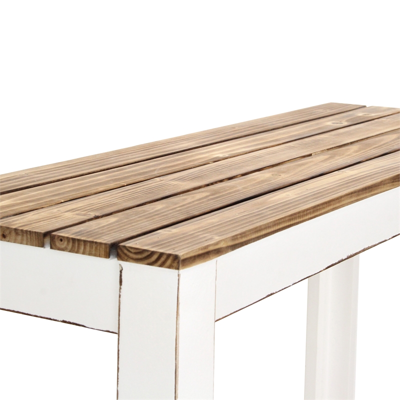 Pemberly Row Brown and White Wooden Entry Table with Storage