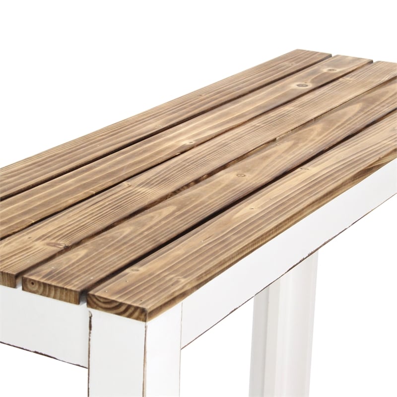 Pemberly Row Brown and White Wooden Entry Table with Storage