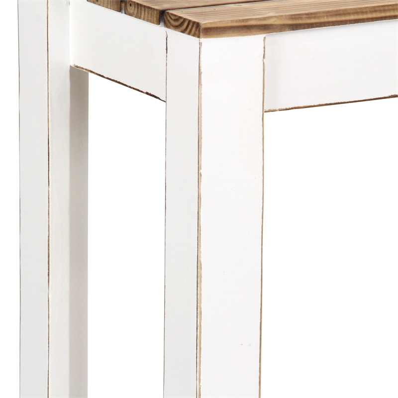 Pemberly Row Brown and White Wooden Entry Table with Storage