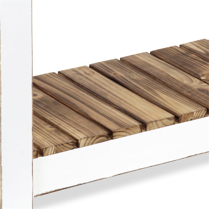 Pemberly Row Brown and White Wooden Entry Table with Storage