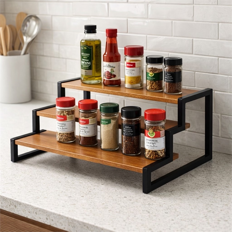 Pemberly Row 3-Tier Metal Framed Wood Shelf
