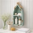 Pemberly Row Small Canoe Style 2 Tier Wooden Shelf