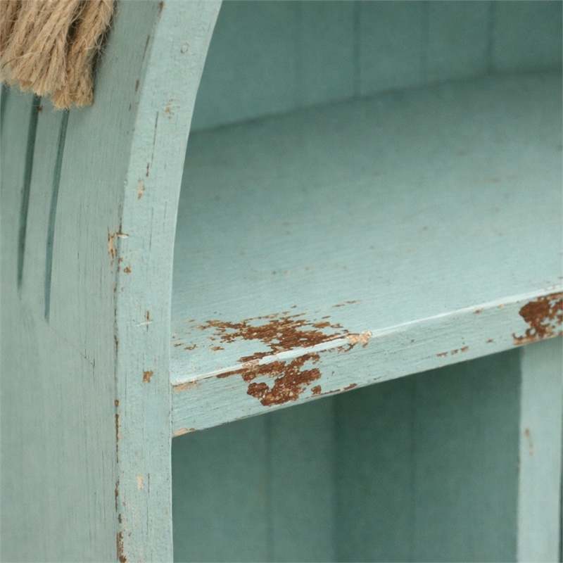 Pemberly Row Small Canoe Style 2 Tier Wooden Shelf