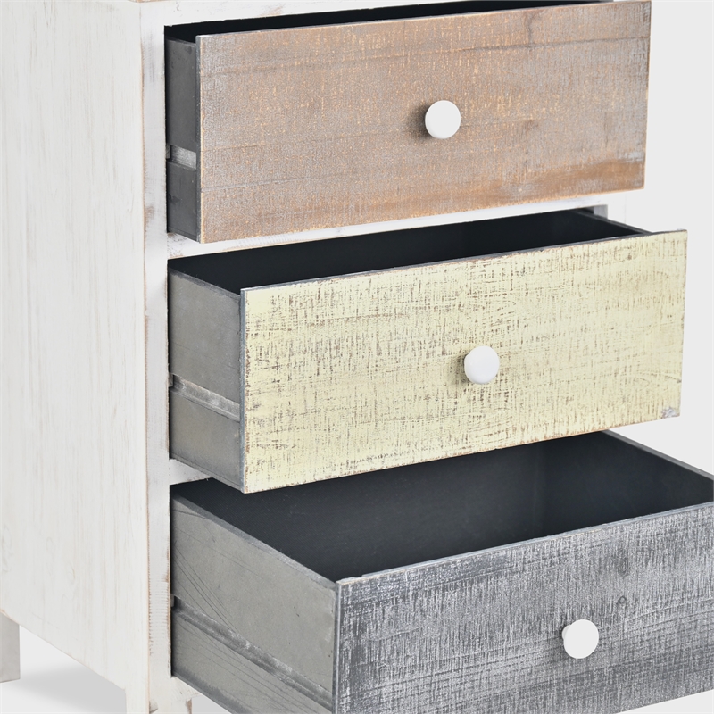Pemberly Row Urban Style 3 Drawer Wooden Nightstand with Ceramic Knobs