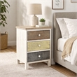Pemberly Row Urban Style 3 Drawer Wooden Nightstand with Ceramic Knobs