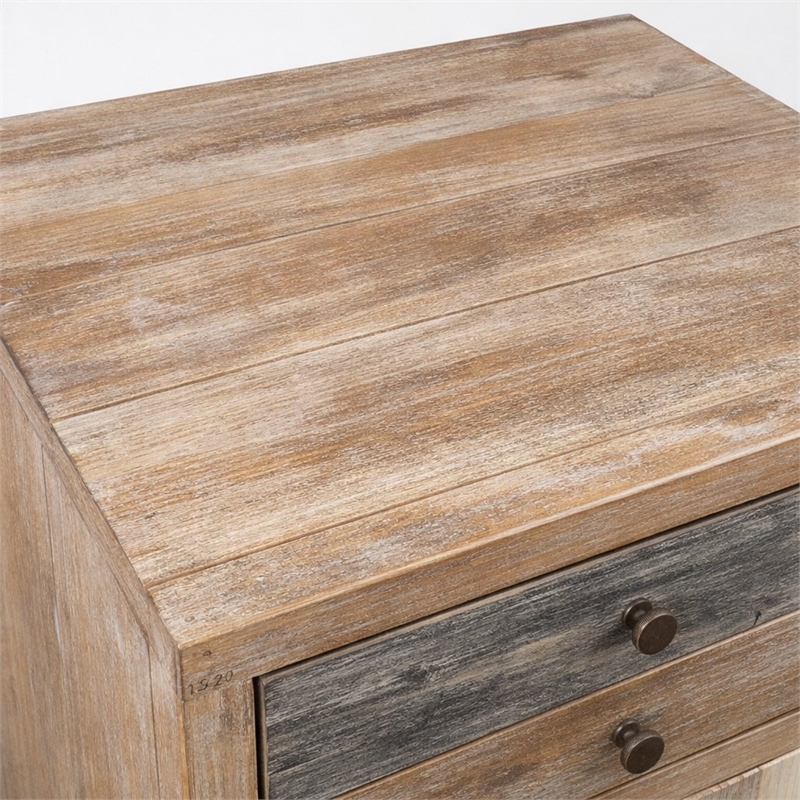 Pemberly Row Urban Paneled Side Table with Drawer in Multi-Color Finish