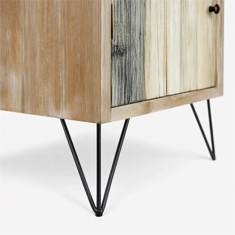 Pemberly Row Urban Paneled Side Table with Drawer in Multi-Color Finish