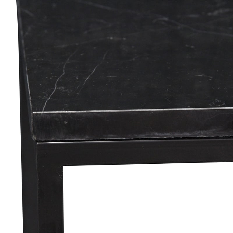 Pemberly Row Set of 2 Square Black Marble Side Tables