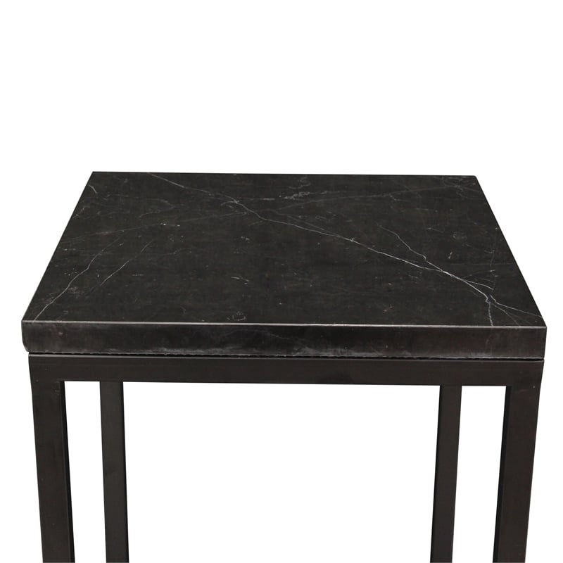 Pemberly Row Set of 2 Square Black Marble Side Tables