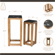 Pemberly Row Set of 2 Black Marble Topped Wood Tables