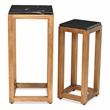 Pemberly Row Set of 2 Black Marble Topped Wood Tables
