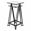 Pemberly Row Set of 2 Square Metal Tables with Mirror Tops in Black