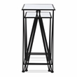 Pemberly Row Set of 2 Square Metal Tables with Mirror Tops in Black