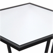 Pemberly Row Set of 2 Square Metal Tables with Mirror Tops in Black
