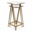 Pemberly Row Set of 2 Square Metal Tables with Mirror Tops in Gold