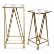 Pemberly Row Set of 2 Square Metal Tables with Mirror Tops in Gold