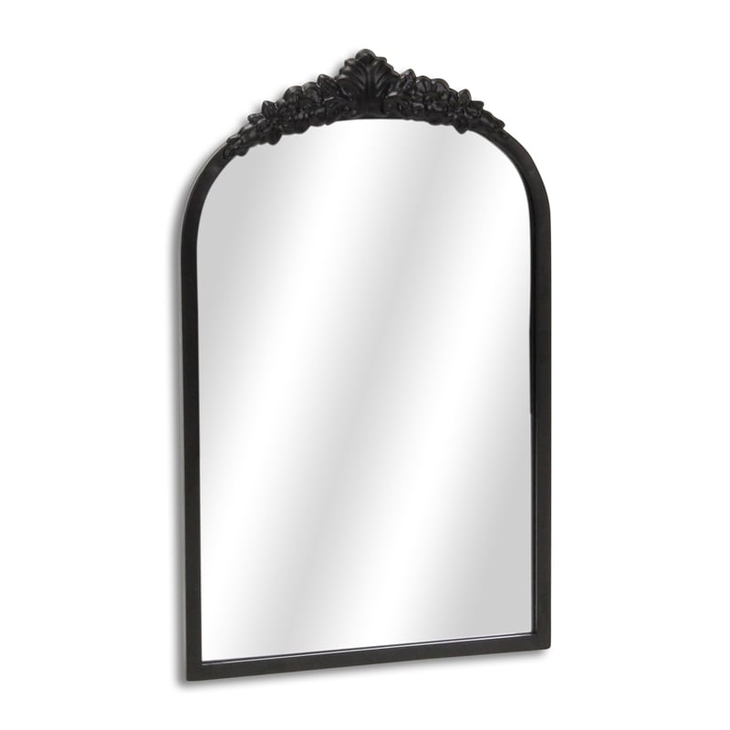 Pemberly Row Modern Victorian Black Accent Mirror with Hanging Hook