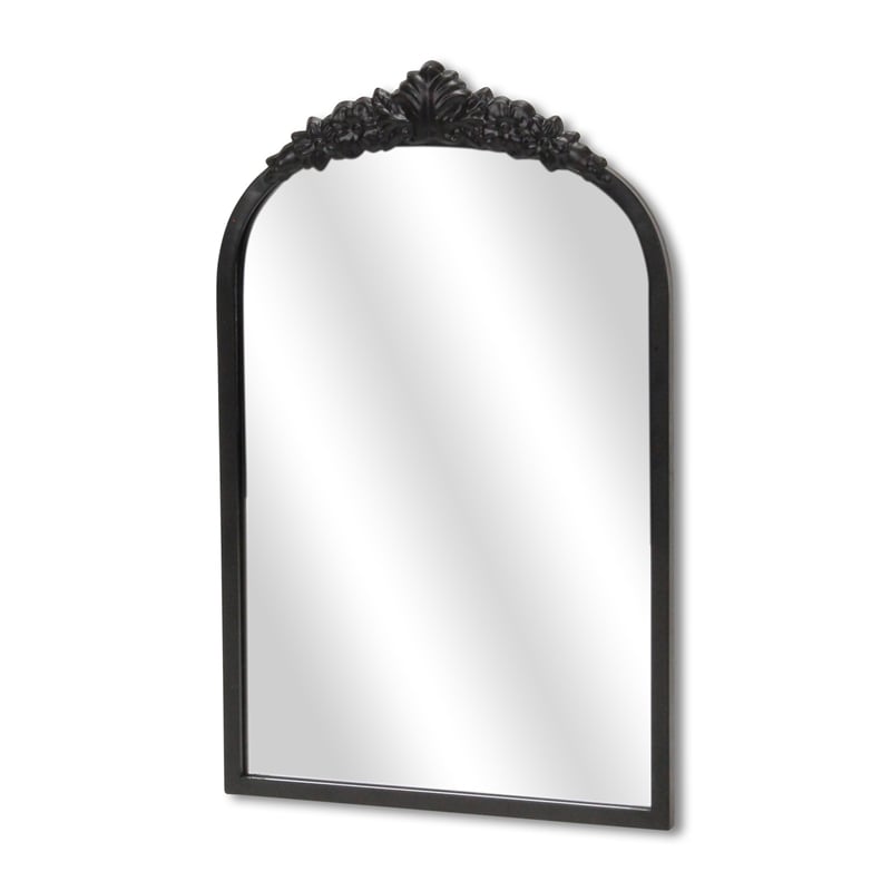 Pemberly Row Modern Victorian Black Accent Mirror with Hanging Hook
