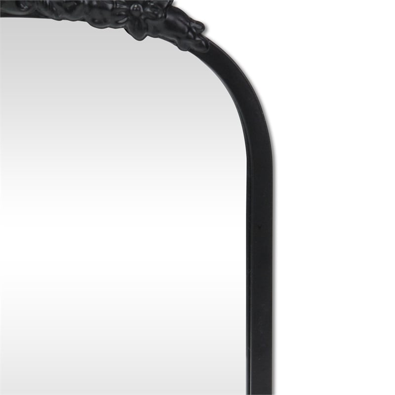 Pemberly Row Modern Victorian Black Accent Mirror with Hanging Hook