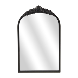 Pemberly Row Modern Victorian Black Accent Mirror with Hanging Hook