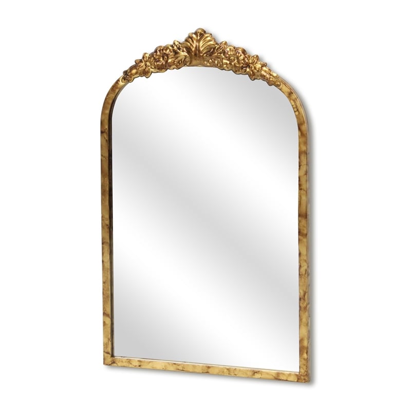Pemberly Row Modern Victorian Gold Accent Mirror with Hanging Hook
