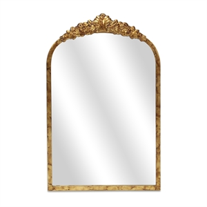 Pemberly Row Modern Victorian Gold Accent Mirror with Hanging Hook
