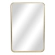 Pemberly Row Gold Metal Rectangular Wall Mirror with Hanging Openings