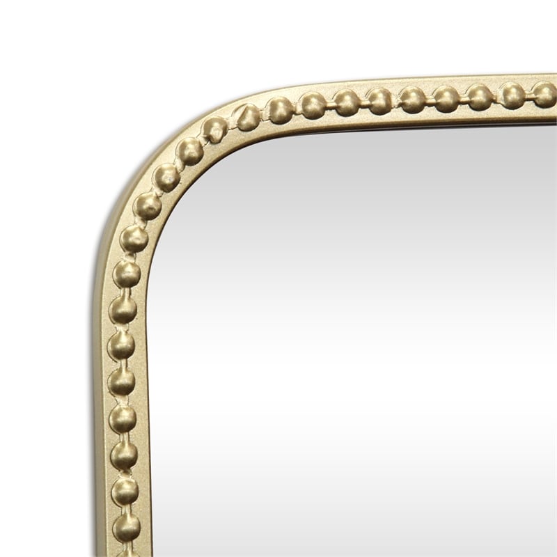 Pemberly Row Rectangular Gold Metal Mirror with Studded Details