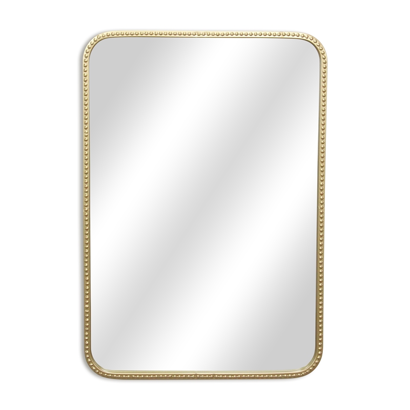Pemberly Row Rectangular Gold Metal Mirror with Studded Details