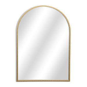 Pemberly Row Curve Top Gold Metal Wall Mirror with Studded Details
