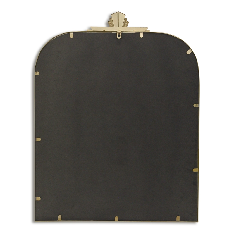 Pemberly Row Art Deco Gold Metal Wall Mirror with Hanging Openings