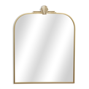 Pemberly Row Art Deco Gold Metal Wall Mirror with Hanging Openings