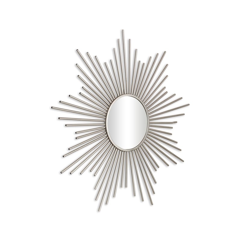 Pemberly Row Silver Metal Sunburst Wall Mirror with Hanging Opening
