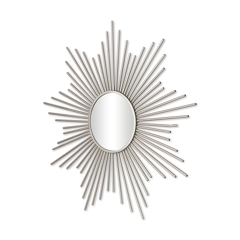 Pemberly Row Silver Metal Sunburst Wall Mirror with Hanging Opening