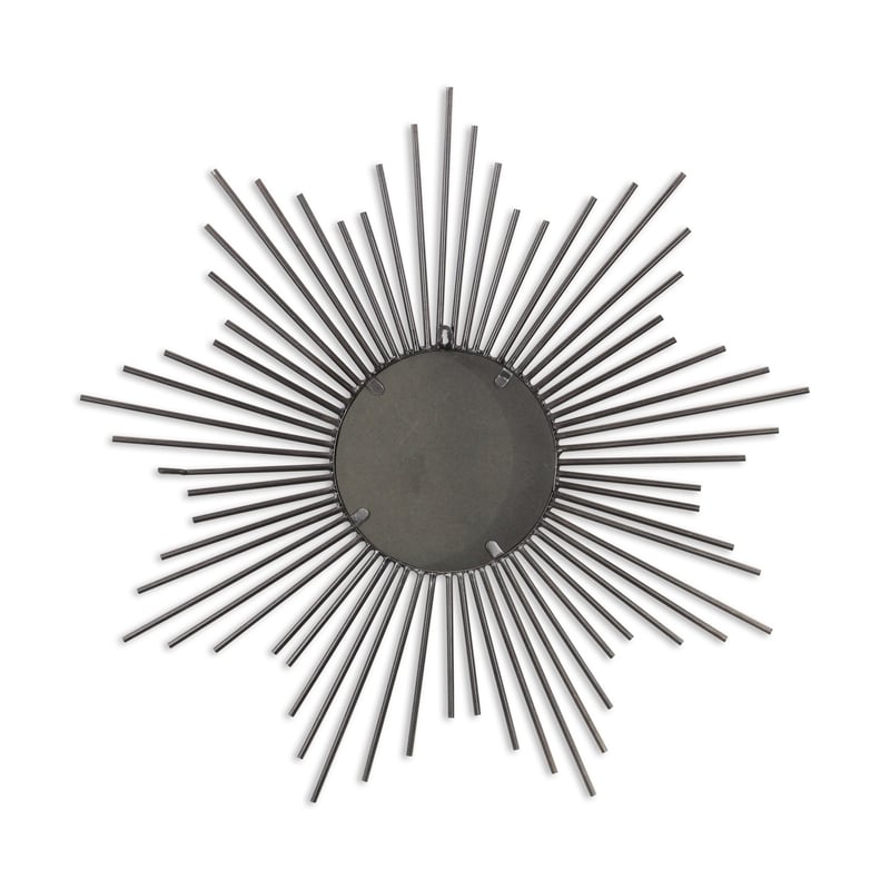 Pemberly Row Silver Metal Sunburst Wall Mirror with Hanging Opening