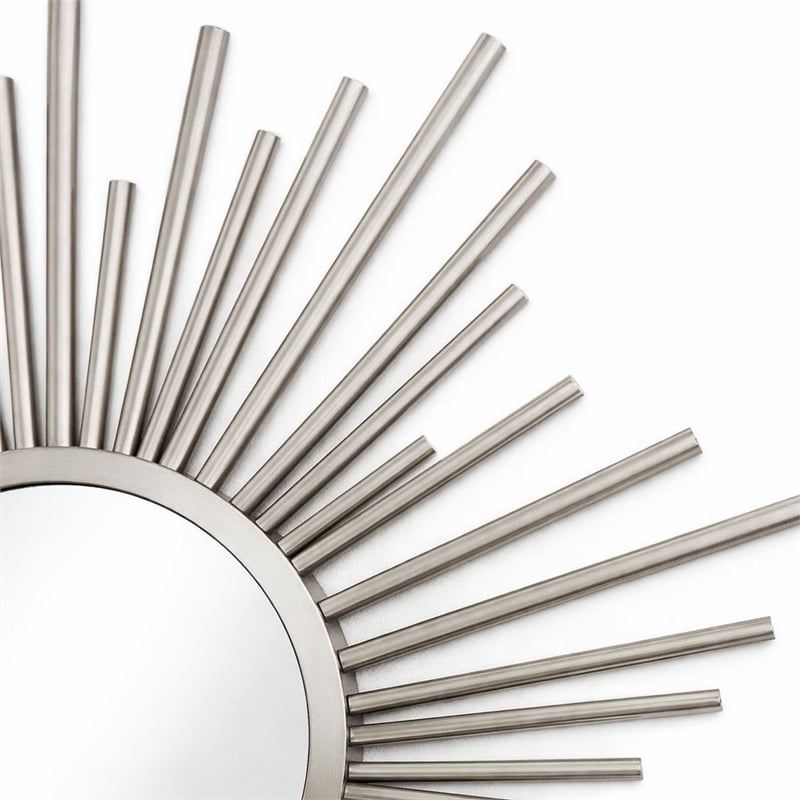 Pemberly Row Silver Metal Sunburst Wall Mirror with Hanging Opening