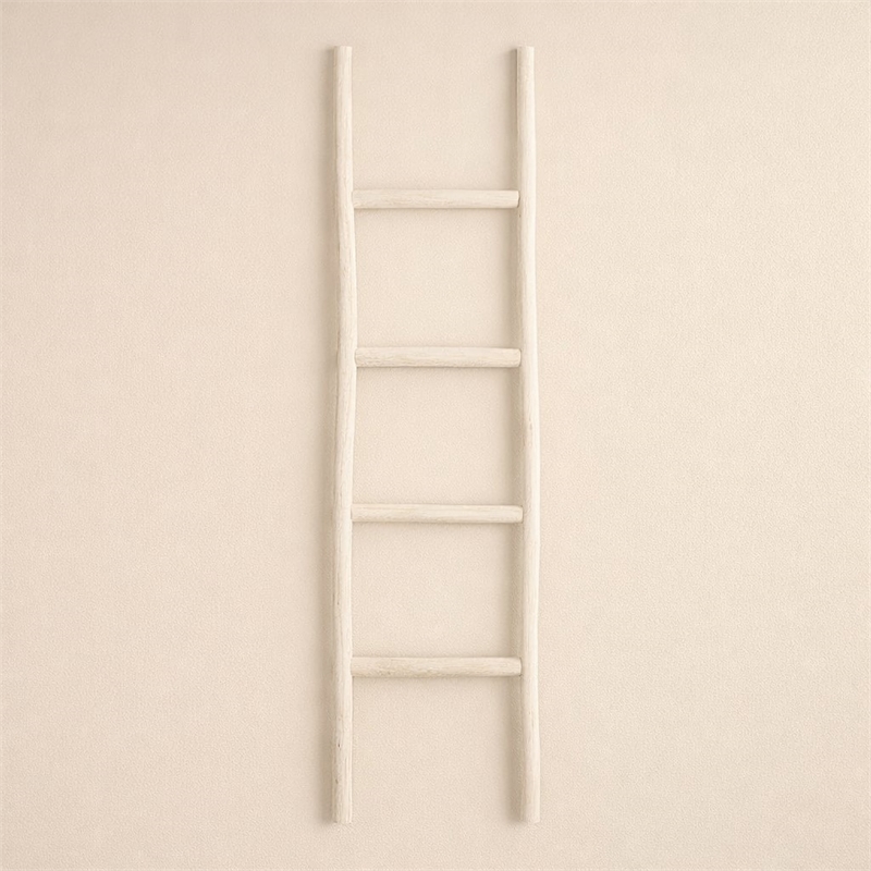 Pemberly Row White Wash Wood Ladder with 4 Tiers