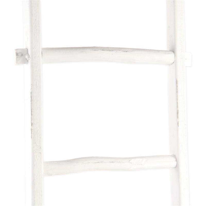 Pemberly Row Rustic White Wood Ladder with 6 Rungs