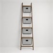 Pemberly Row Wood Storage Ladder with 4 Basket Tiers and 5 Rungs