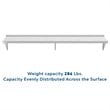 Pemberly Row 12x72 NSF Stainless Steel Wall Mount Shelf for Kitchen in Silver