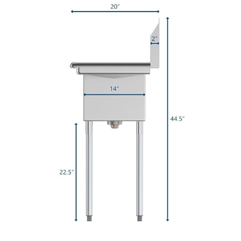 Pemberly Row 10x14x10 NSF Stainless Steel Kitchen Prep/Utility Sink in Silver