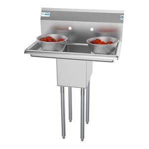 Pemberly Row 10x14x10 NSF Stainless Steel Kitchen Prep/Utility Sink in Silver