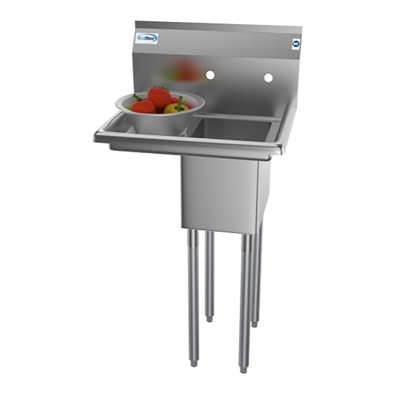 Pemberly Row Silver 10x14x10 Left NSF Stainless Steel Kitchen Prep/Utility Sink