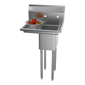 Pemberly Row Silver 10x14x10 Left NSF Stainless Steel Kitchen Prep/Utility Sink