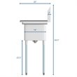 Pemberly Row Silver 10x14x10 Right NSF Stainless Steel Kitchen Prep/Utility Sink