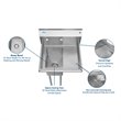 Pemberly Row Silver 10x14x10 Right NSF Stainless Steel Kitchen Prep/Utility Sink